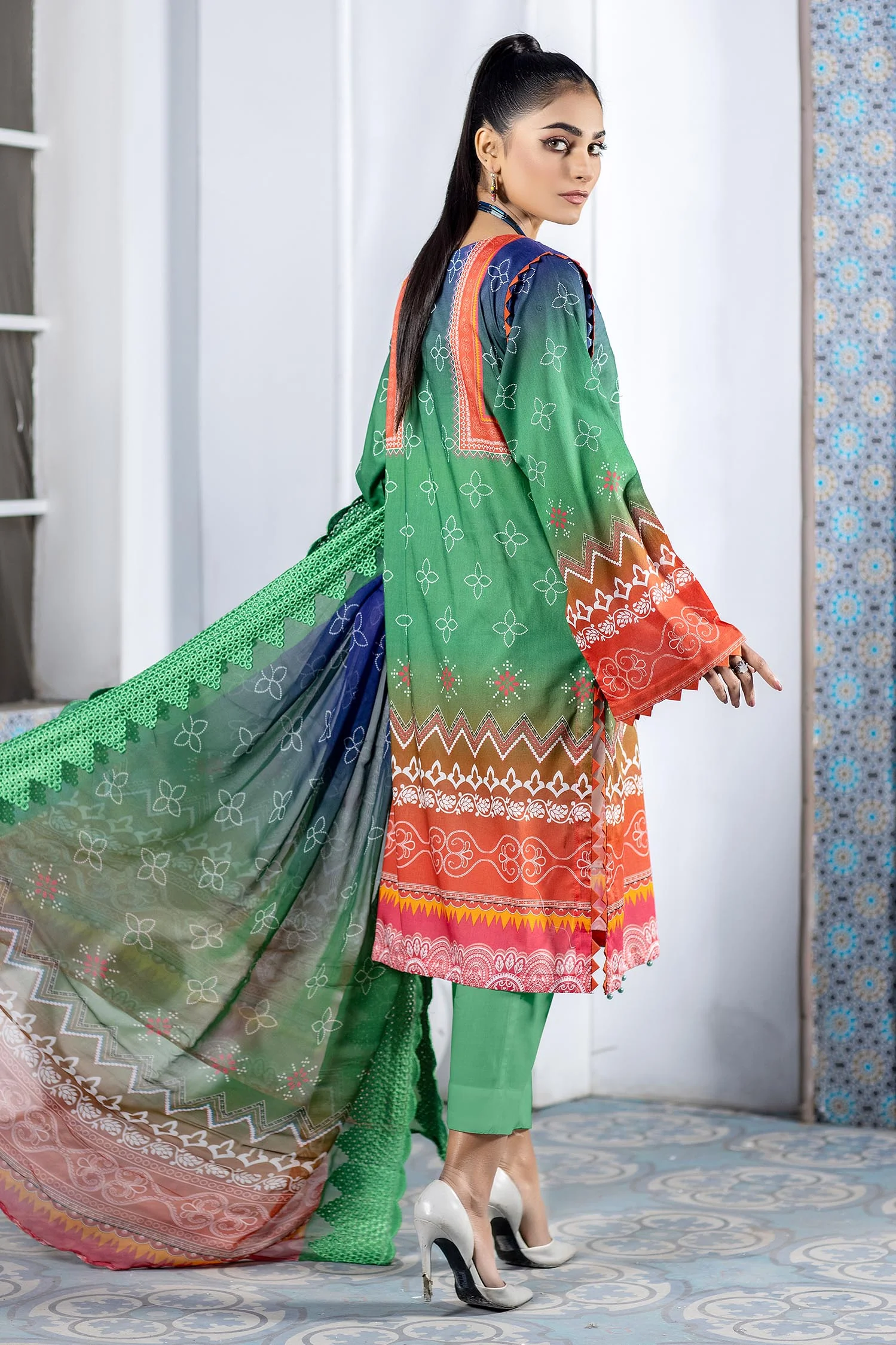 Silver Tree - Digital Printed & Embroidered Lawn - Image 2