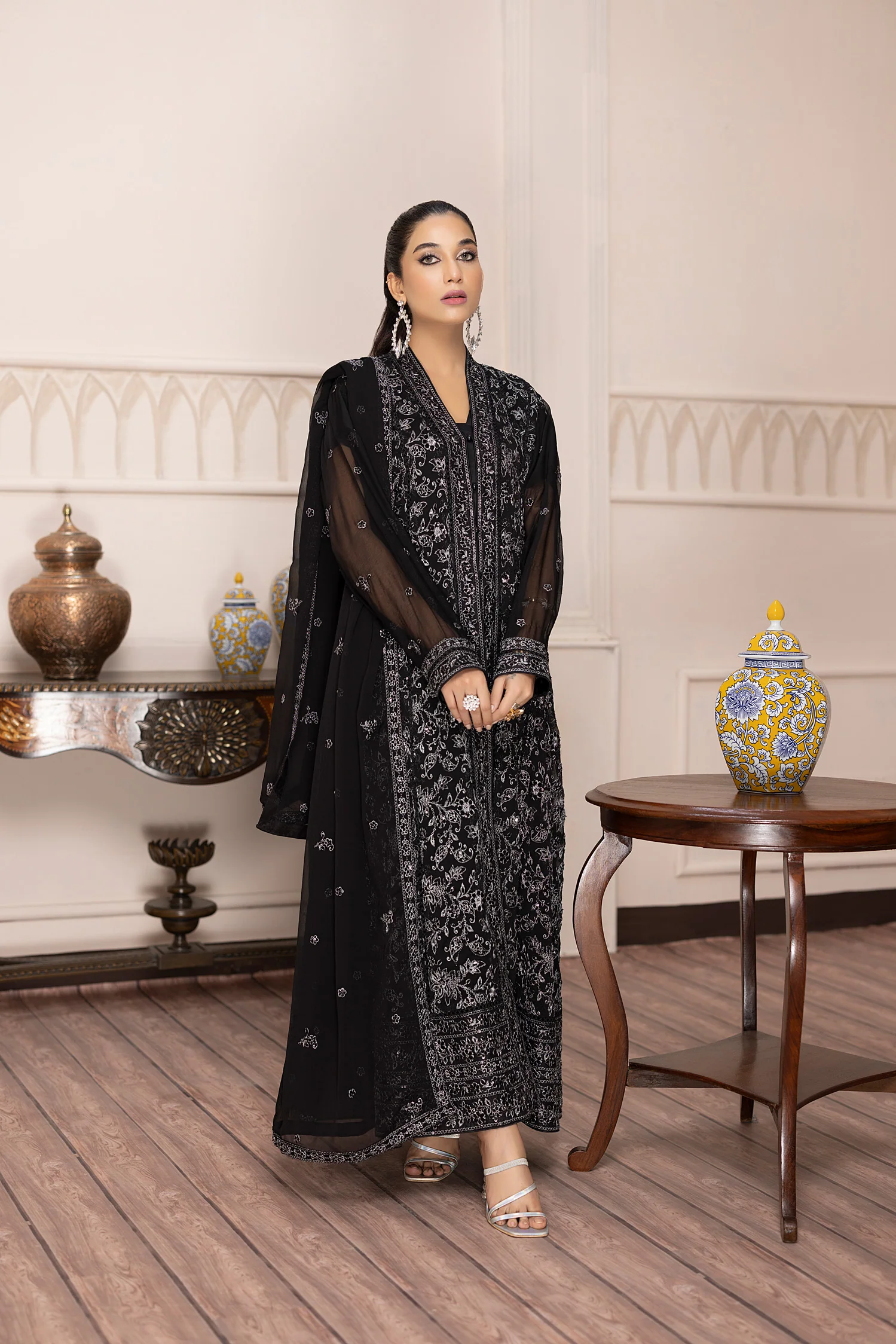 Sky Stars - Embroidered Chiffon Gown Pret 3PC
