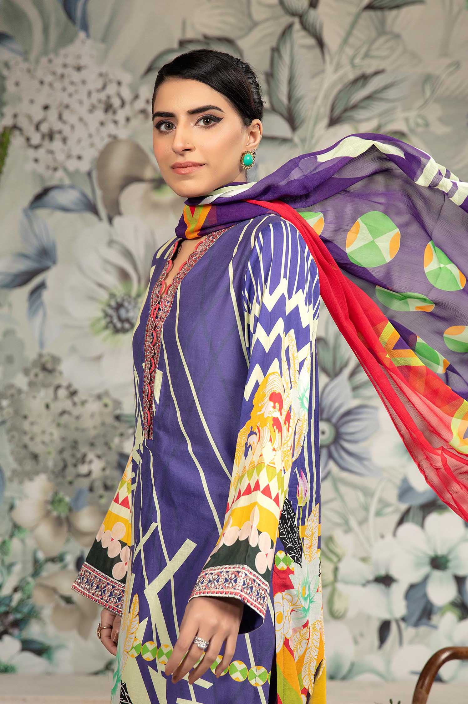Slate - Printed & Embroidered Lawn 3PC - Image 3