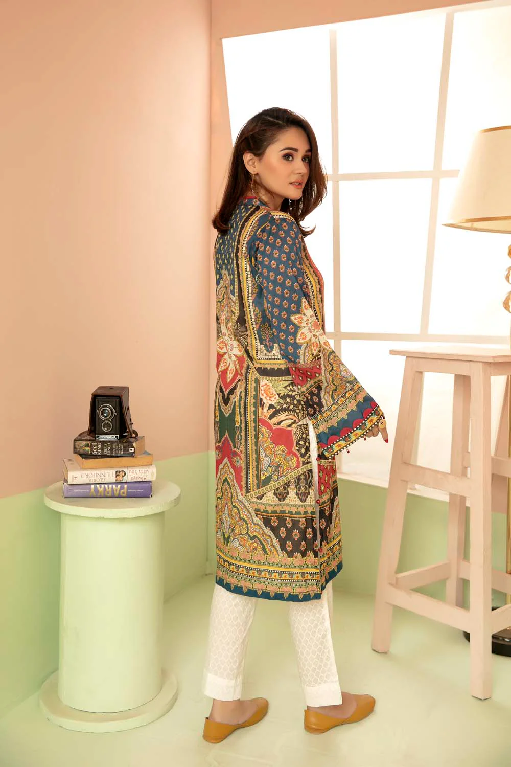 Spring Charcoal - Printed Stitch Kurti - Image 2
