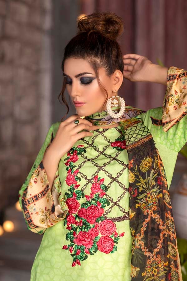 Spring Frost - DIGITAL PRINTED & EMBROIDERED KARANDI 3PC - Image 3
