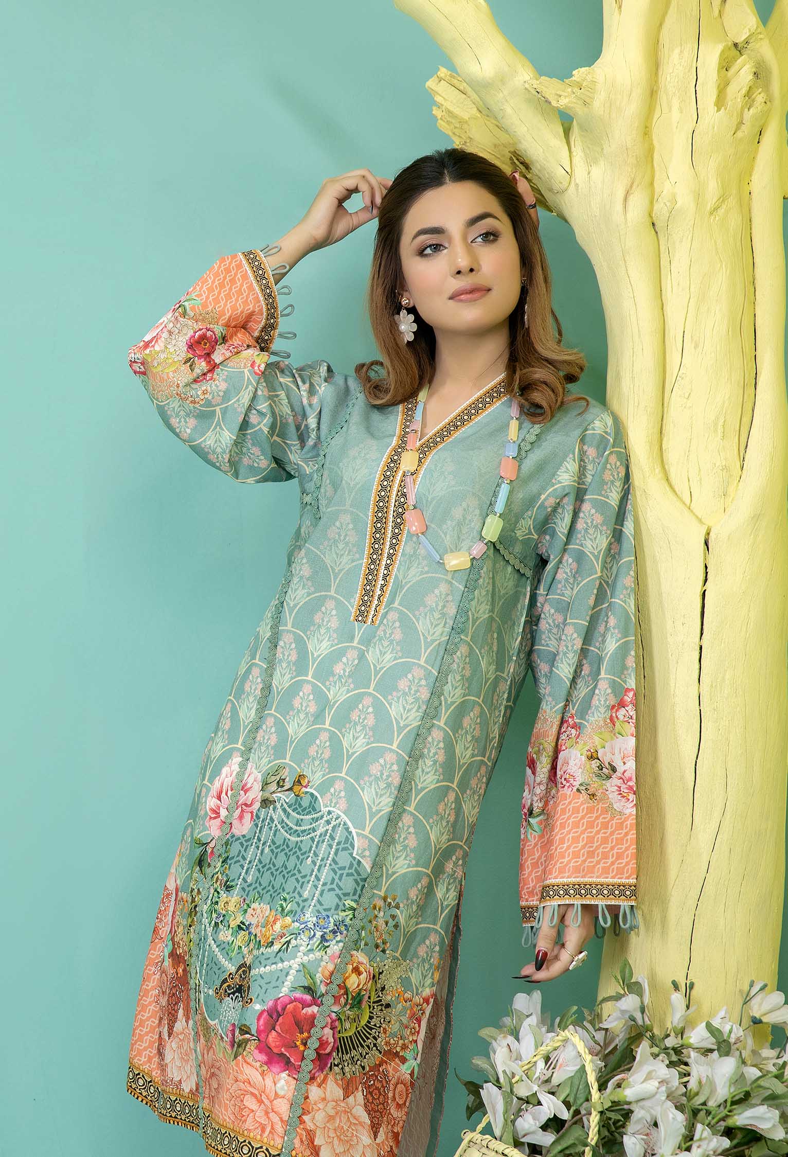 Summer Green - Stitched Lawn Shirt - Image 3