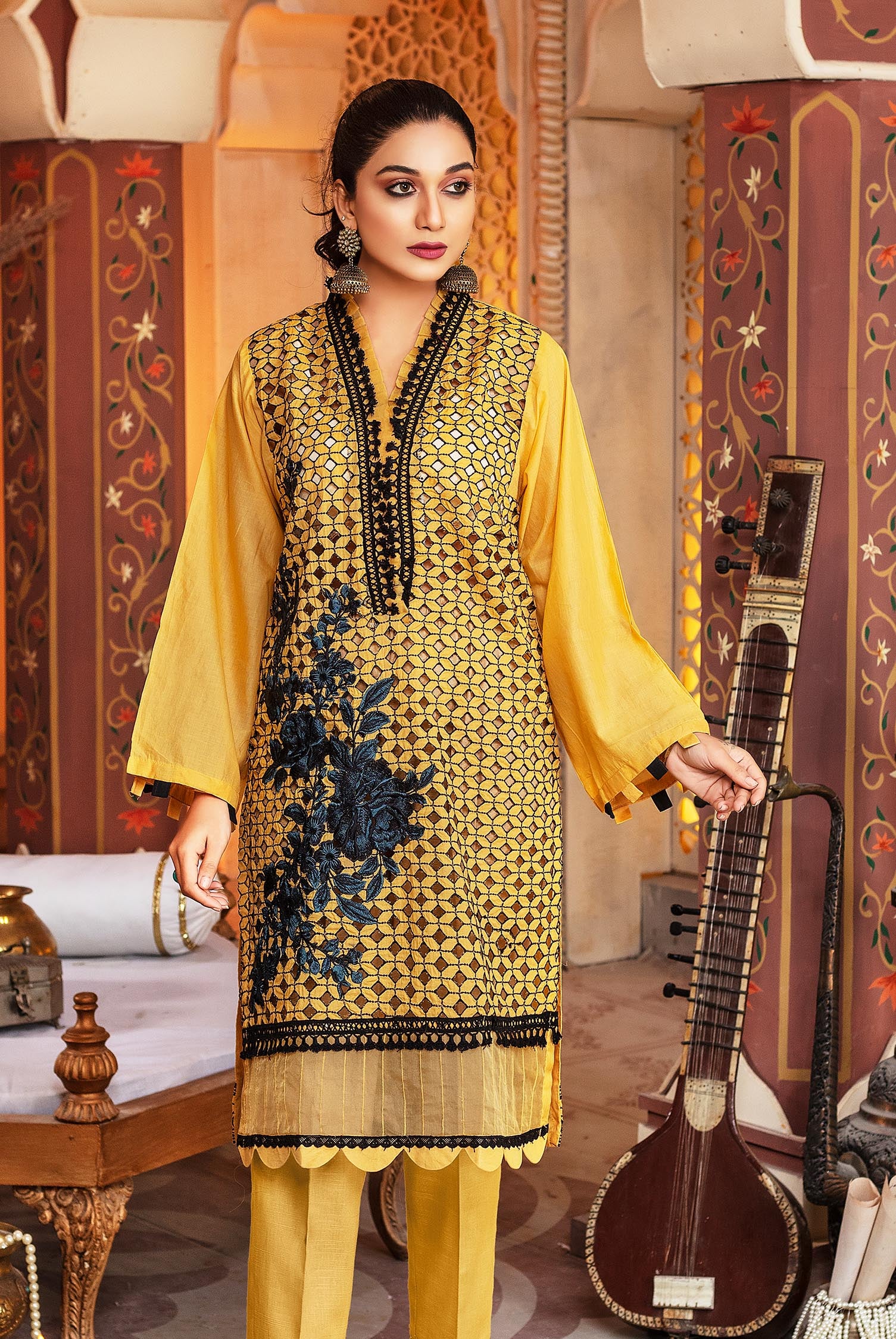 Sun Flower - Embroidered Schiflli Lawn Stitched - Image 3