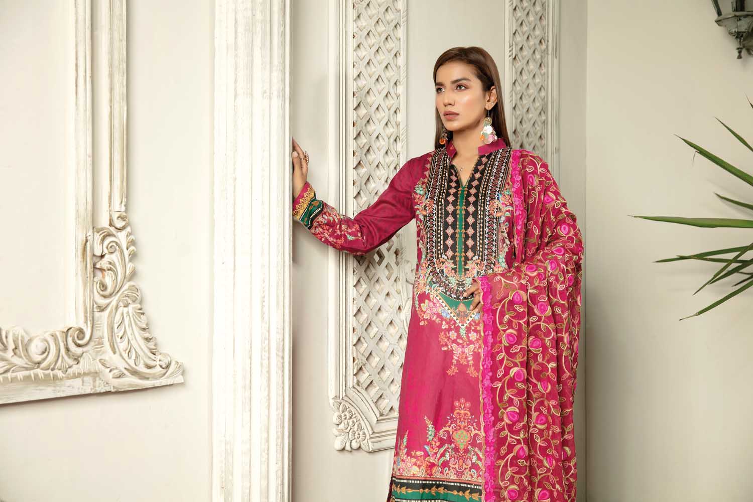 Swin Pink - Digital Printed & Embroidered Lawn 3PC - Image 3