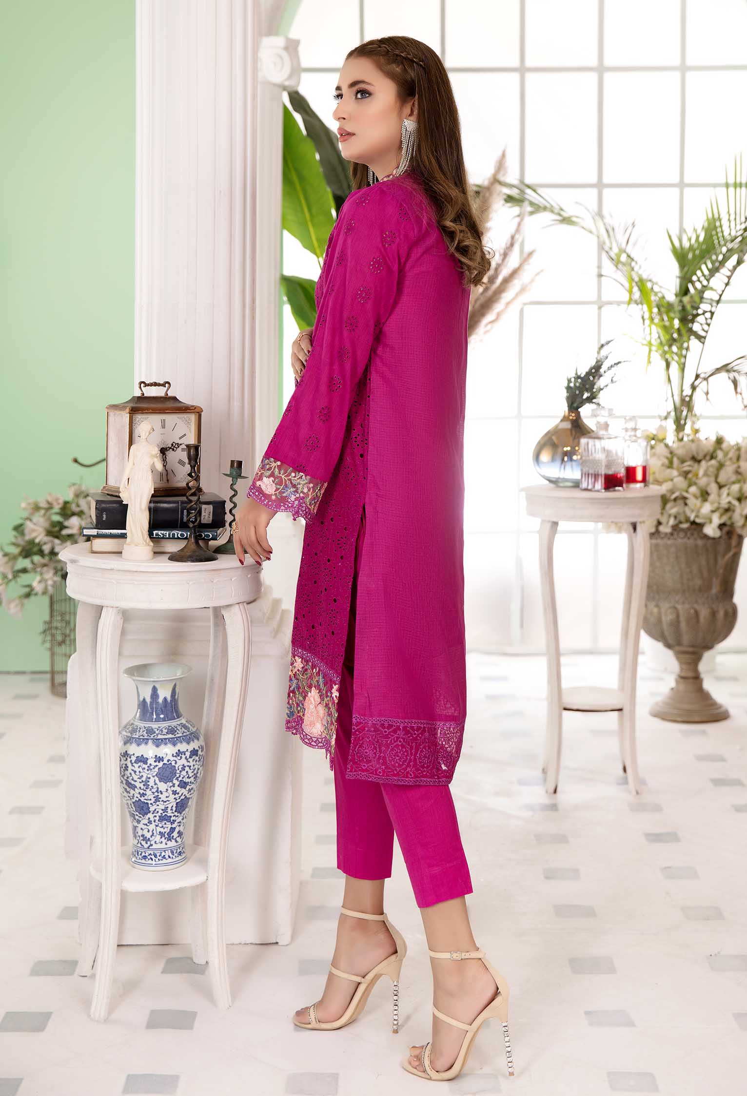 Taffy Pink - Embroidered Stitch Chikankari Shirt - Image 2