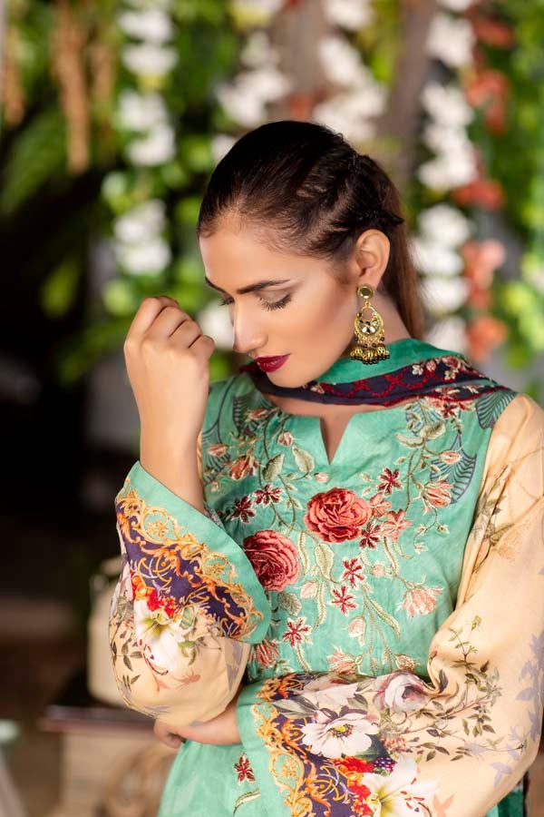 Tamarin - Digital Printed & Embroidered Linen 3PC - Image 3