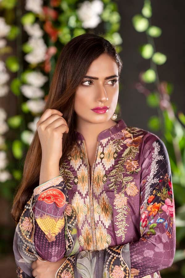 Terra - Digital Printed & Embroidered Linen 3PC - Image 3