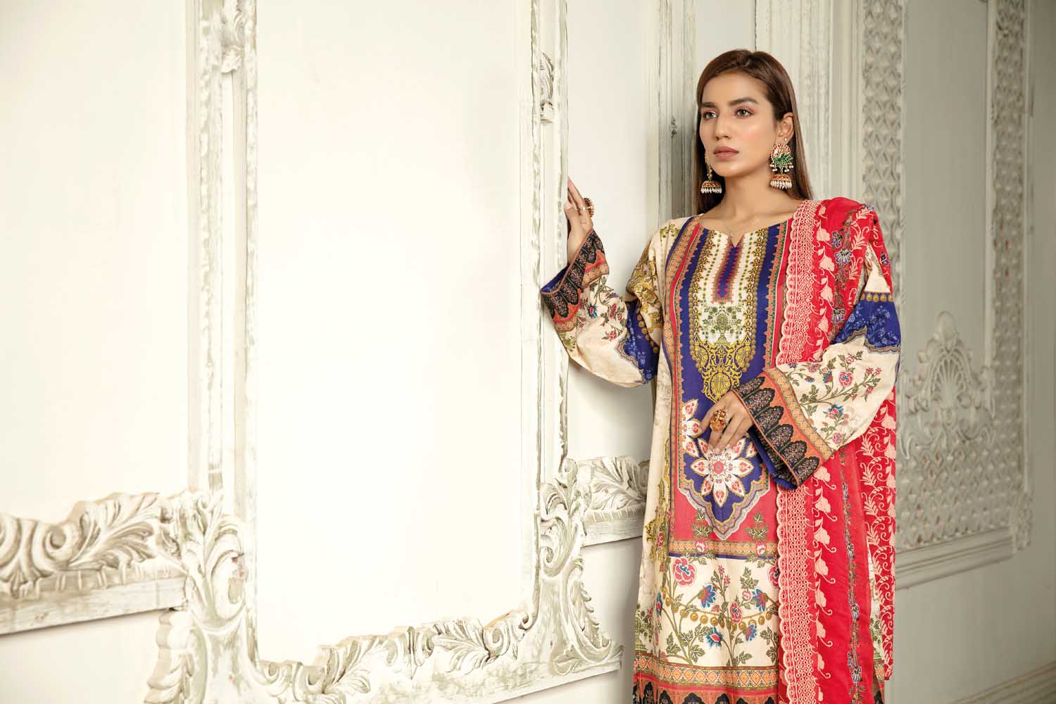 Tribe  - Digital Printed & Embroidered Lawn 3PC - Image 3