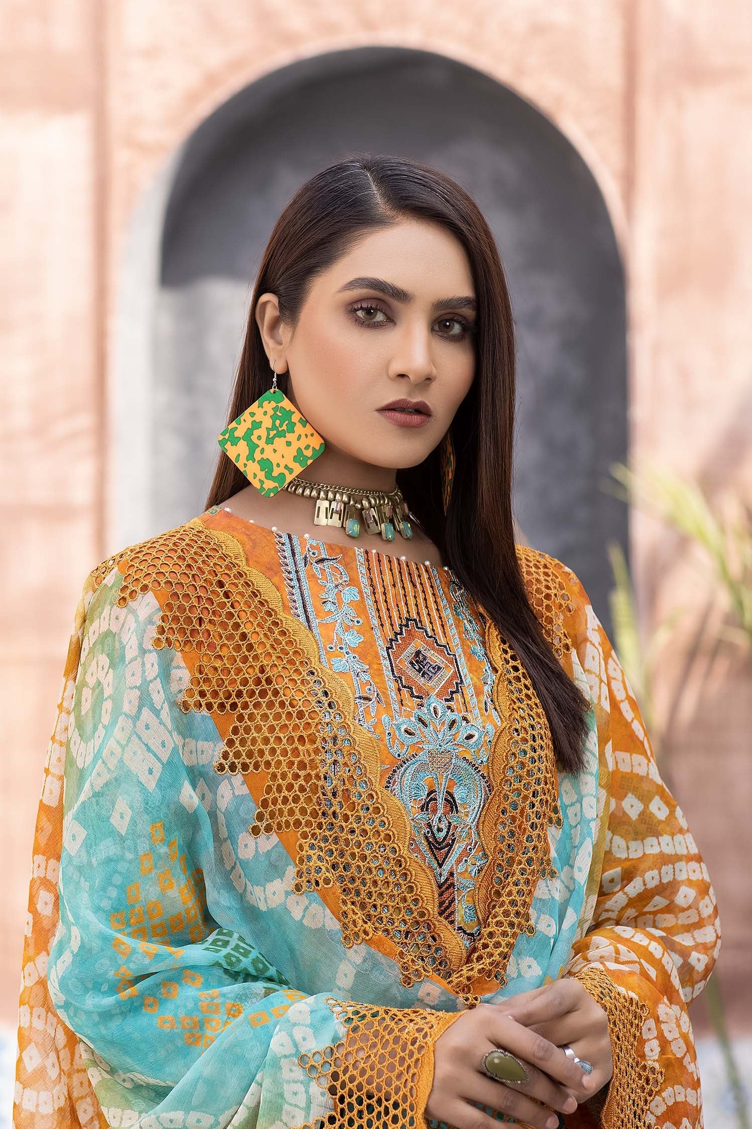Verdigris - Digital Printed & Embroidered Lawn - Image 3