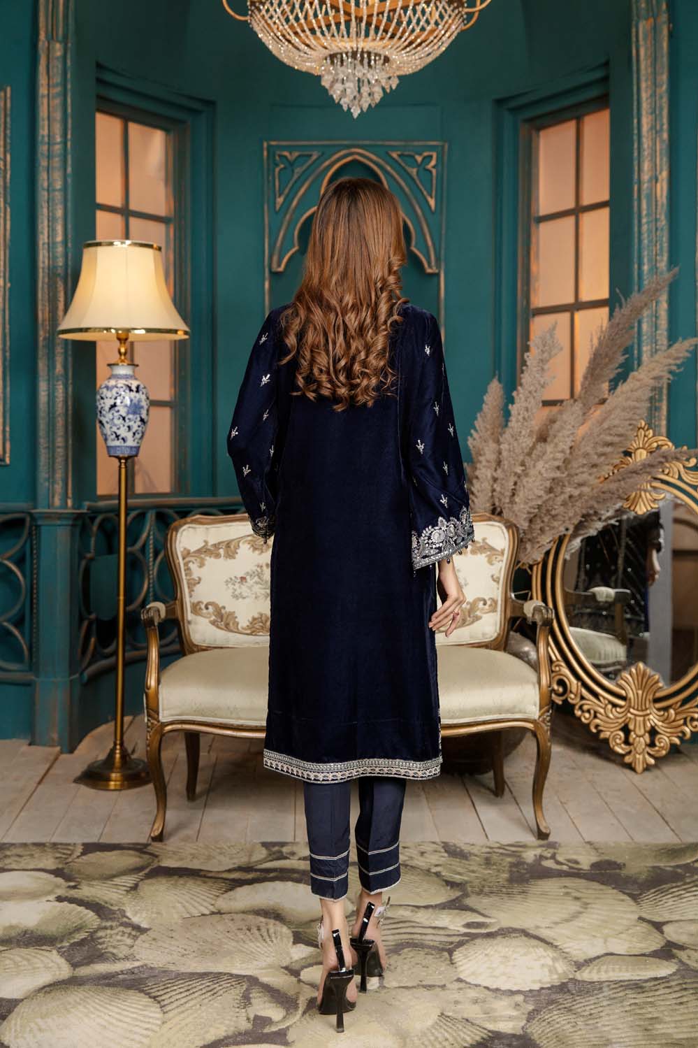 Veronica - Stitched Embroidered Velvet 2PC - Image 2