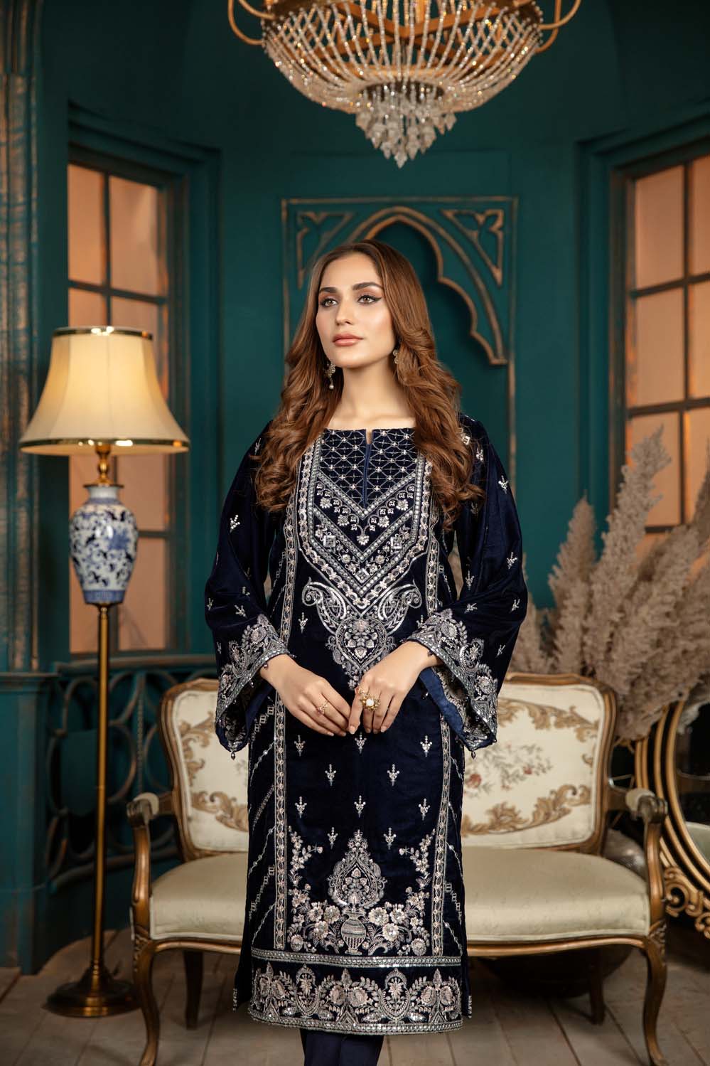 Veronica - Stitched Embroidered Velvet 2PC - Image 3
