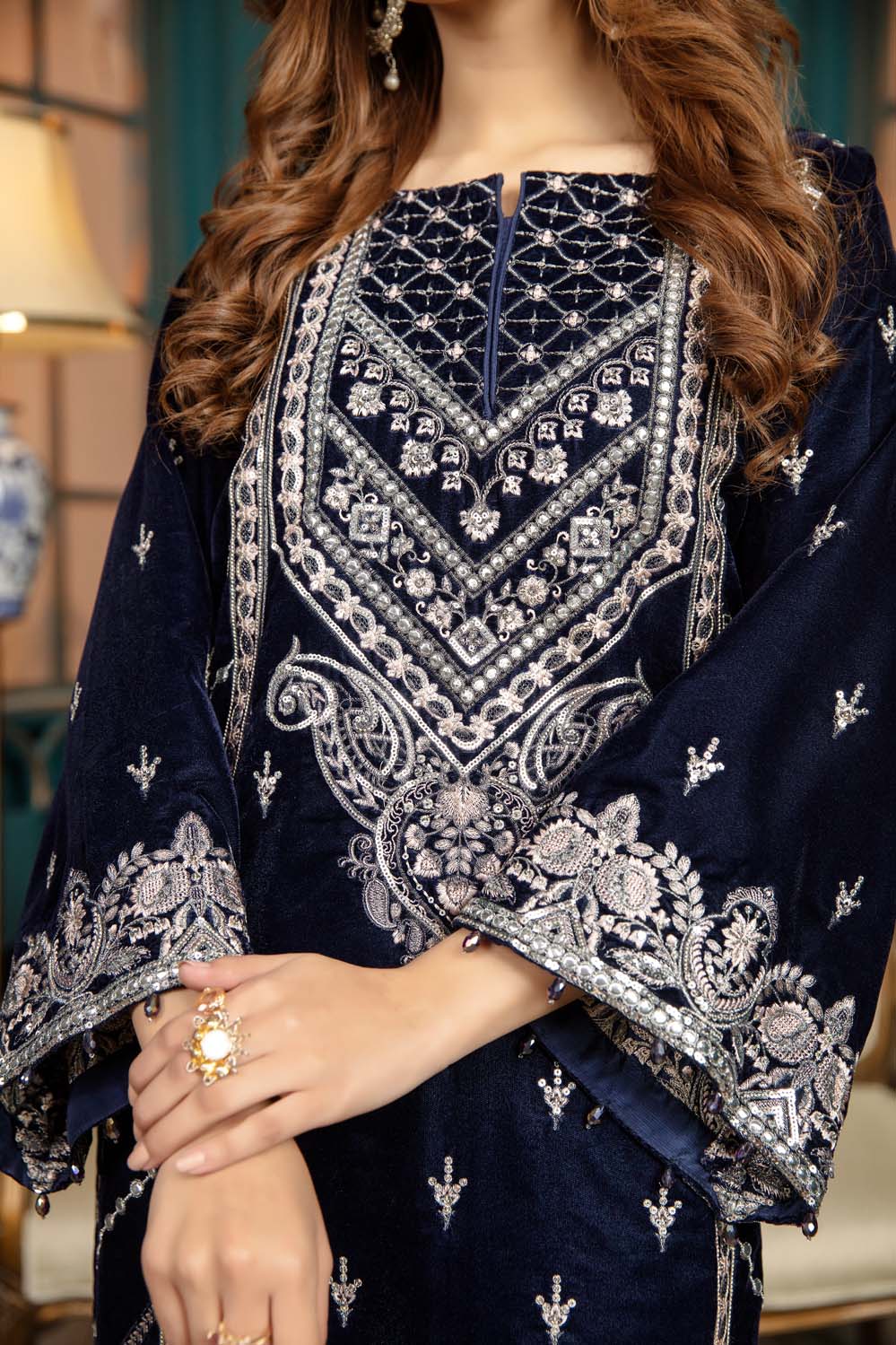 Veronica - Stitched Embroidered Velvet 2PC - Image 4