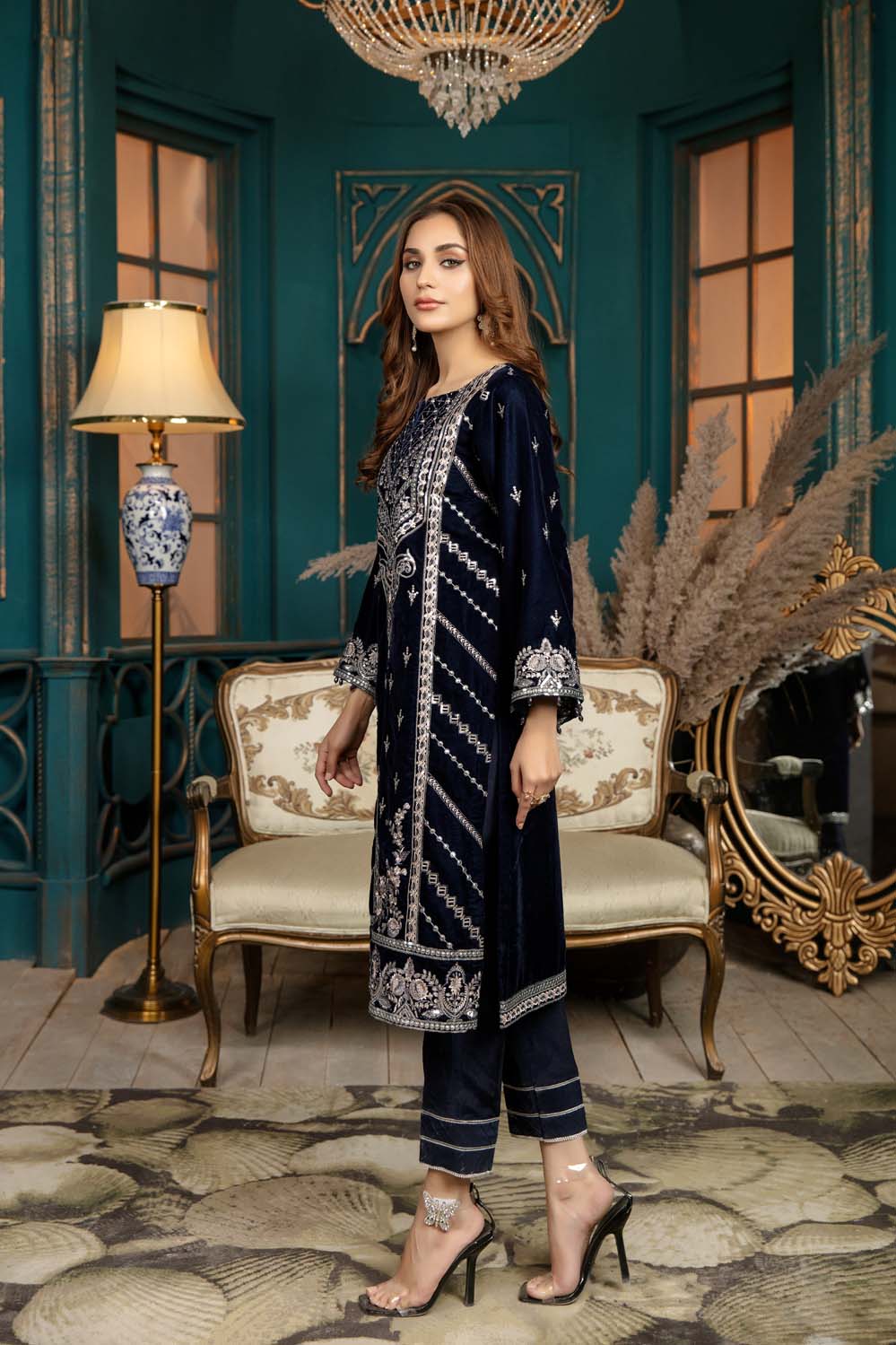 Veronica - Stitched Embroidered Velvet 2PC - Image 7