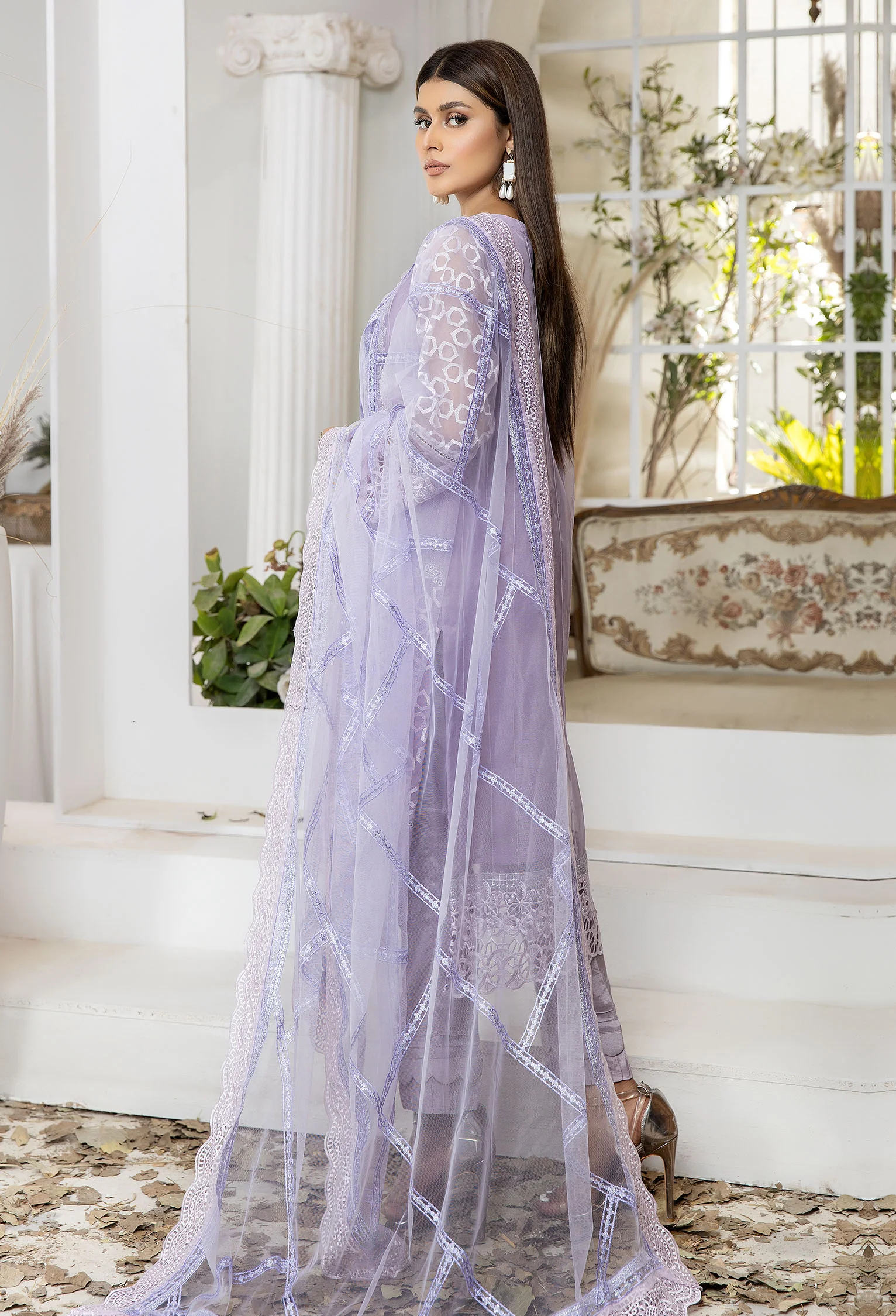Viola Purple - Embroidered Organza Pret - Image 2
