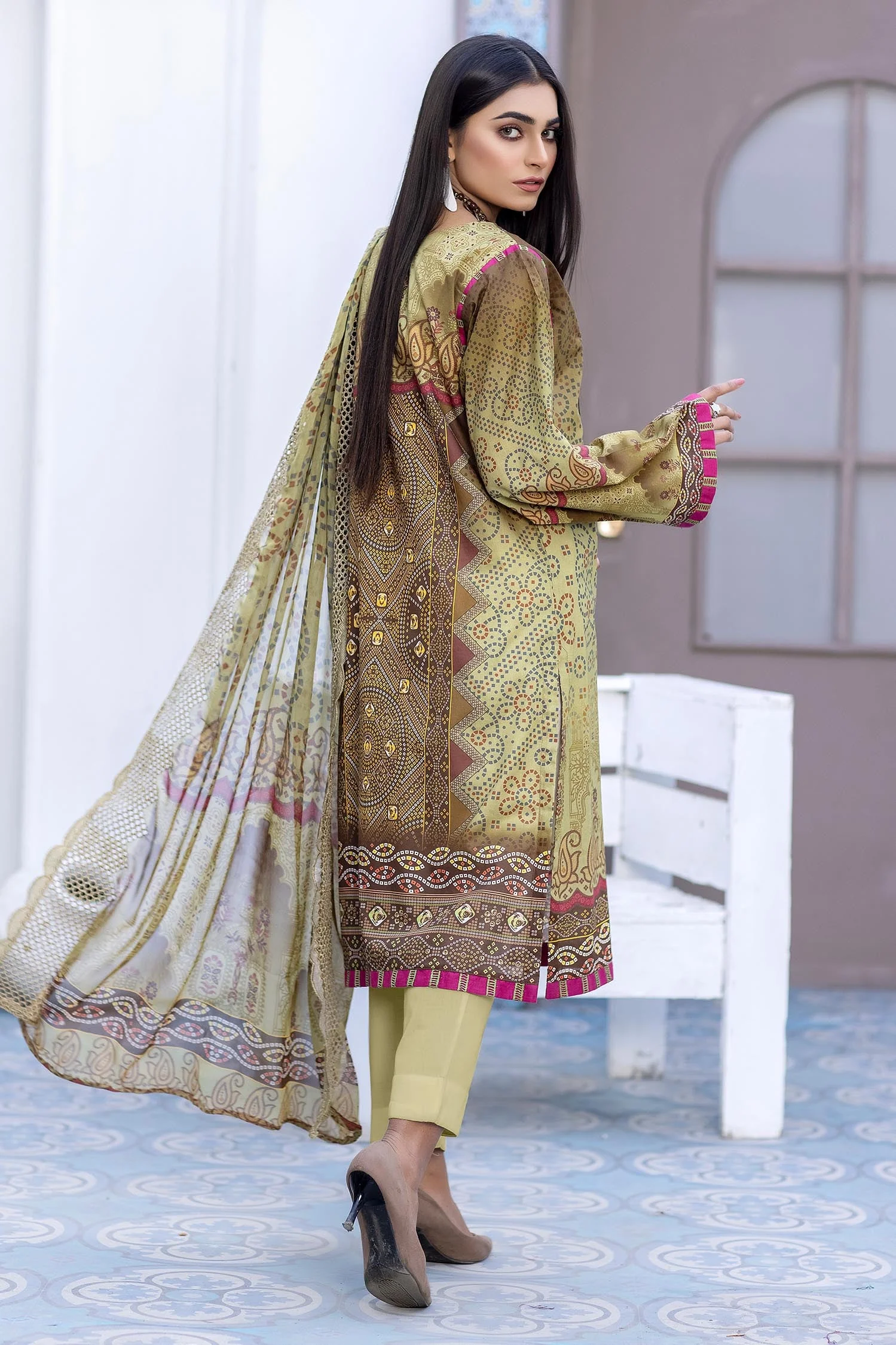 Winter Hazel - Digital Printed & Embroidered Lawn - Image 2