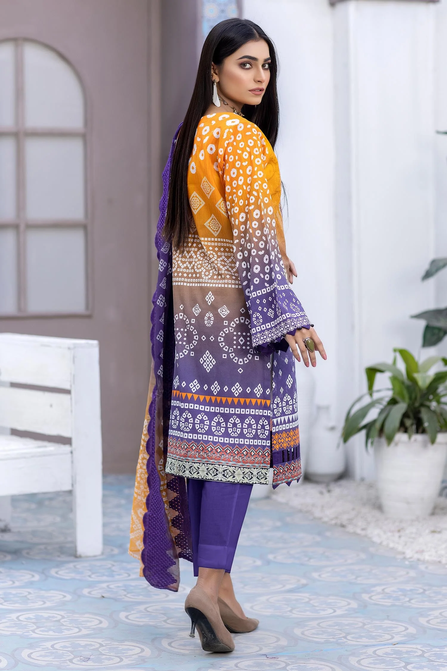 Wisteria Purple - Digital Printed & Embroidered Lawn - Image 2