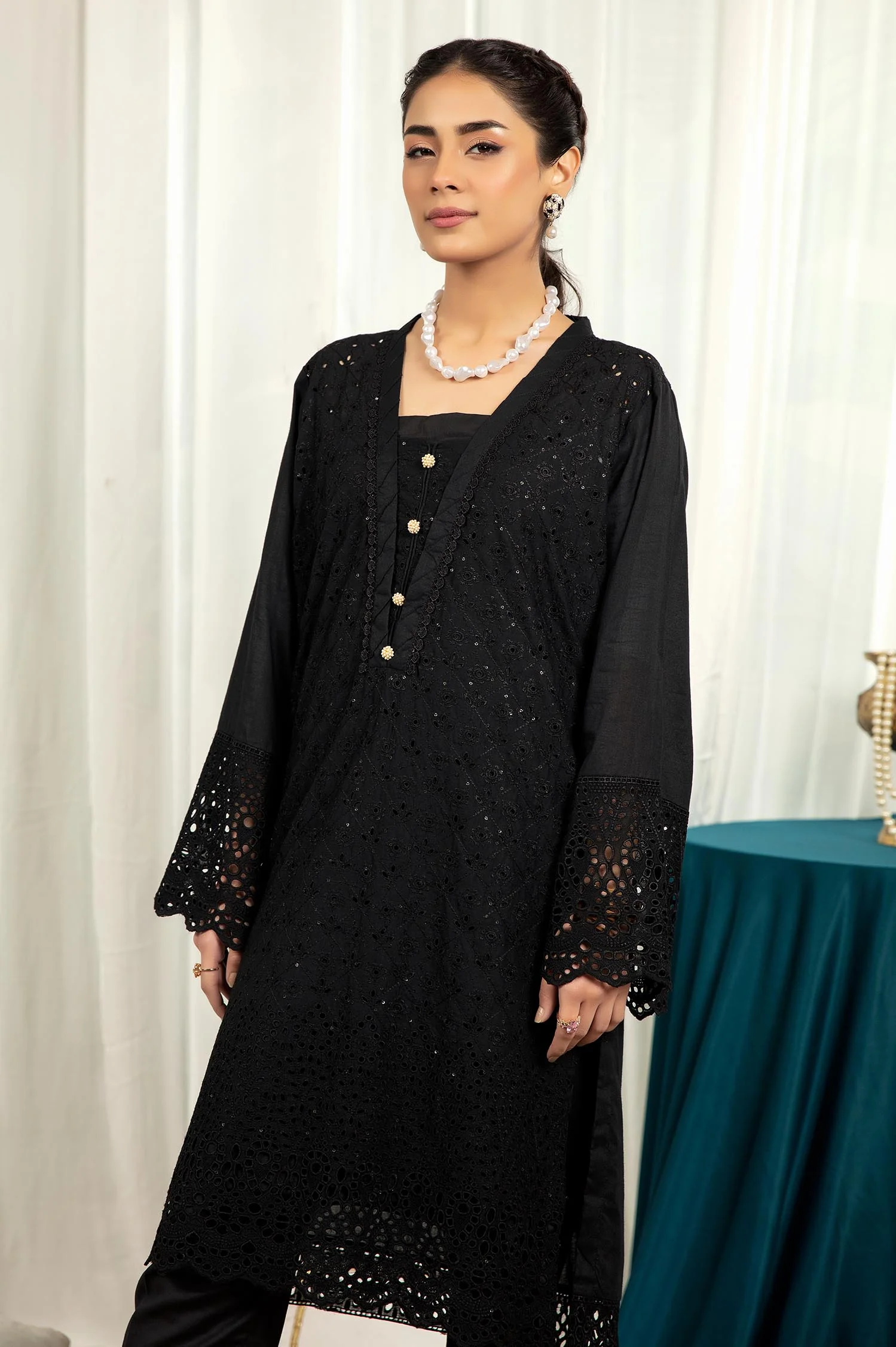 Woodsmoke - Embroidered Stitch Chikankari Kurti - Image 2