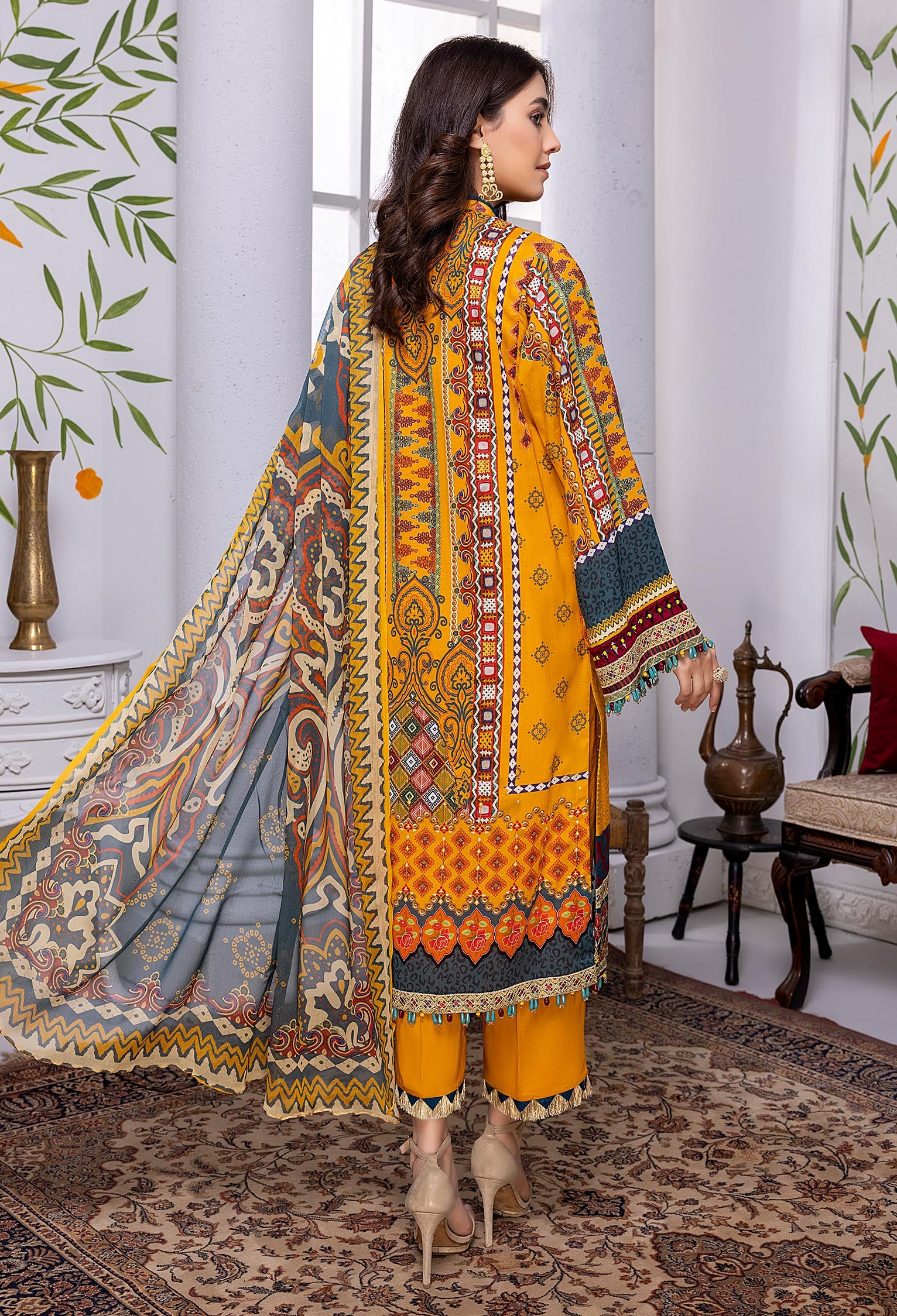 Yellow Almond - Embroidered Chikankari Lawn 3PC - Image 2