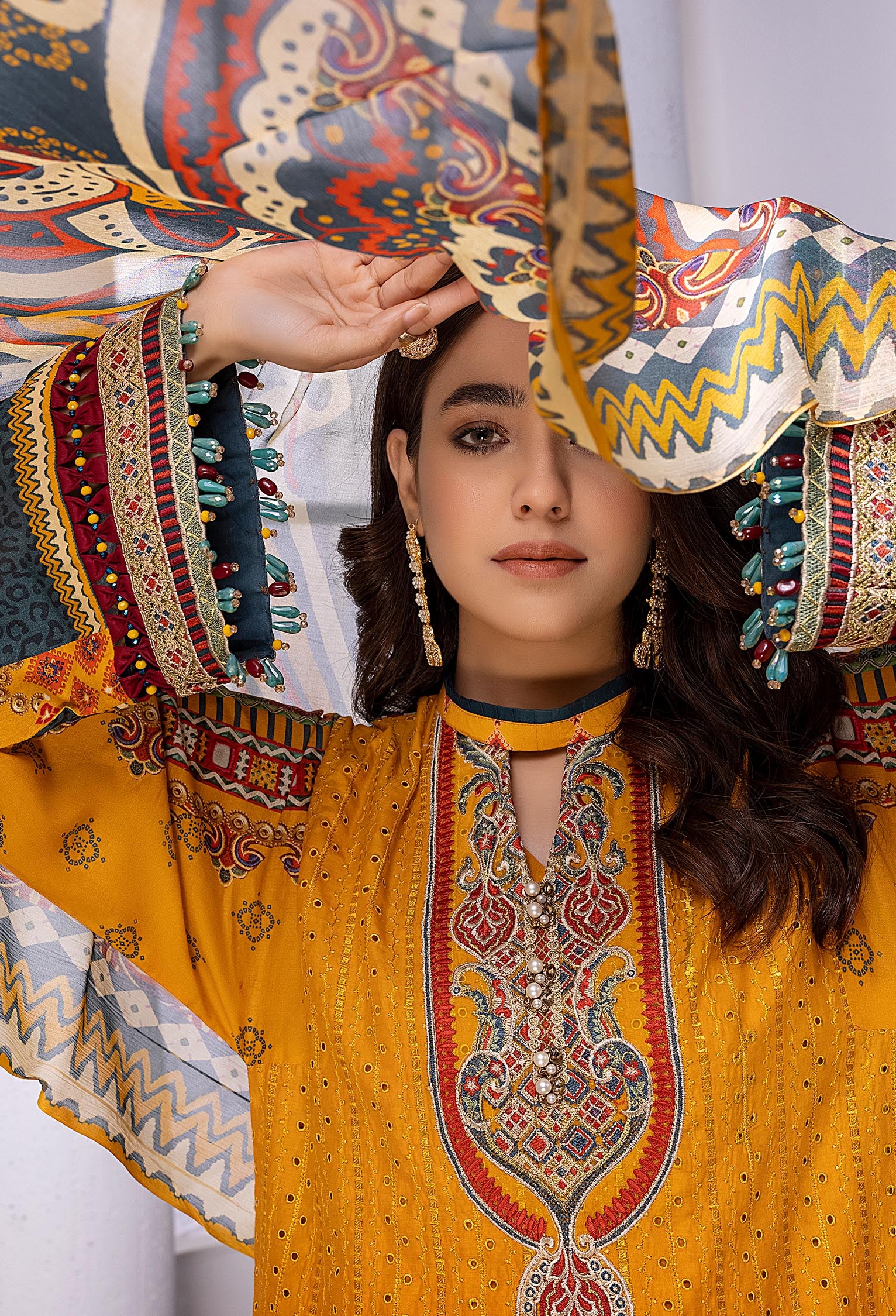 Yellow Almond - Embroidered Chikankari Lawn 3PC - Image 3