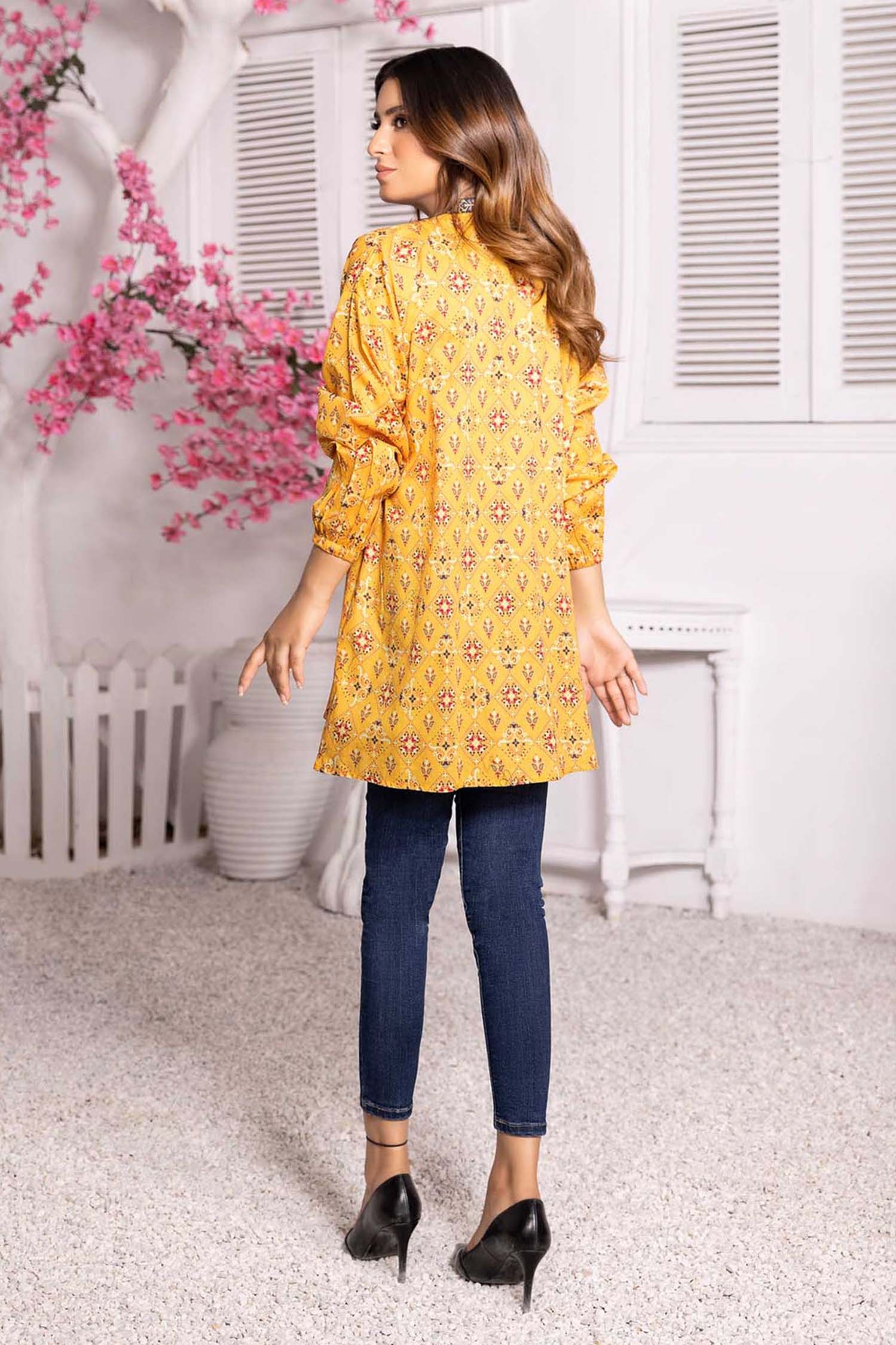 Yellow Paste - Digital Printed Stitched Lawn Kurti - Image 2